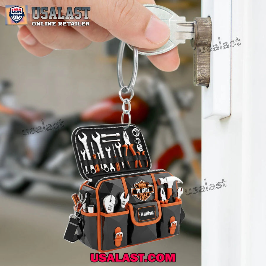 Motorcycle Tool Bag Born To Ride Custom Acrylic Keychain