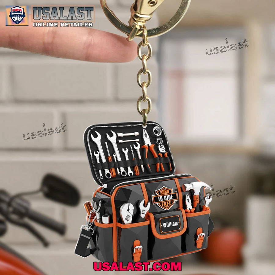 Motorcycle Tool Bag Born To Ride Custom Acrylic Keychain