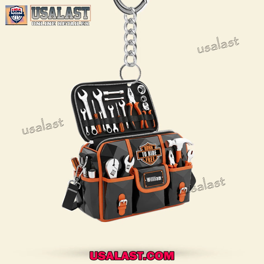 Motorcycle Tool Bag Born To Ride Custom Acrylic Keychain
