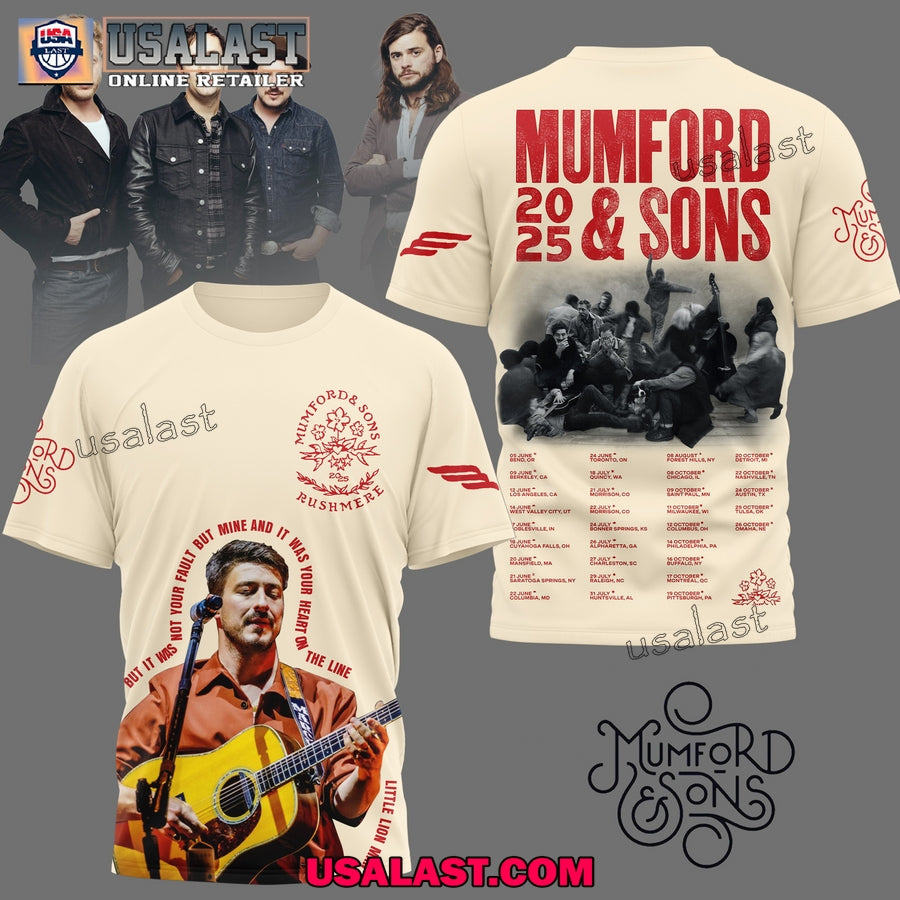 Mumford & Sons 2025 Tour Premium 3D T-Shirt