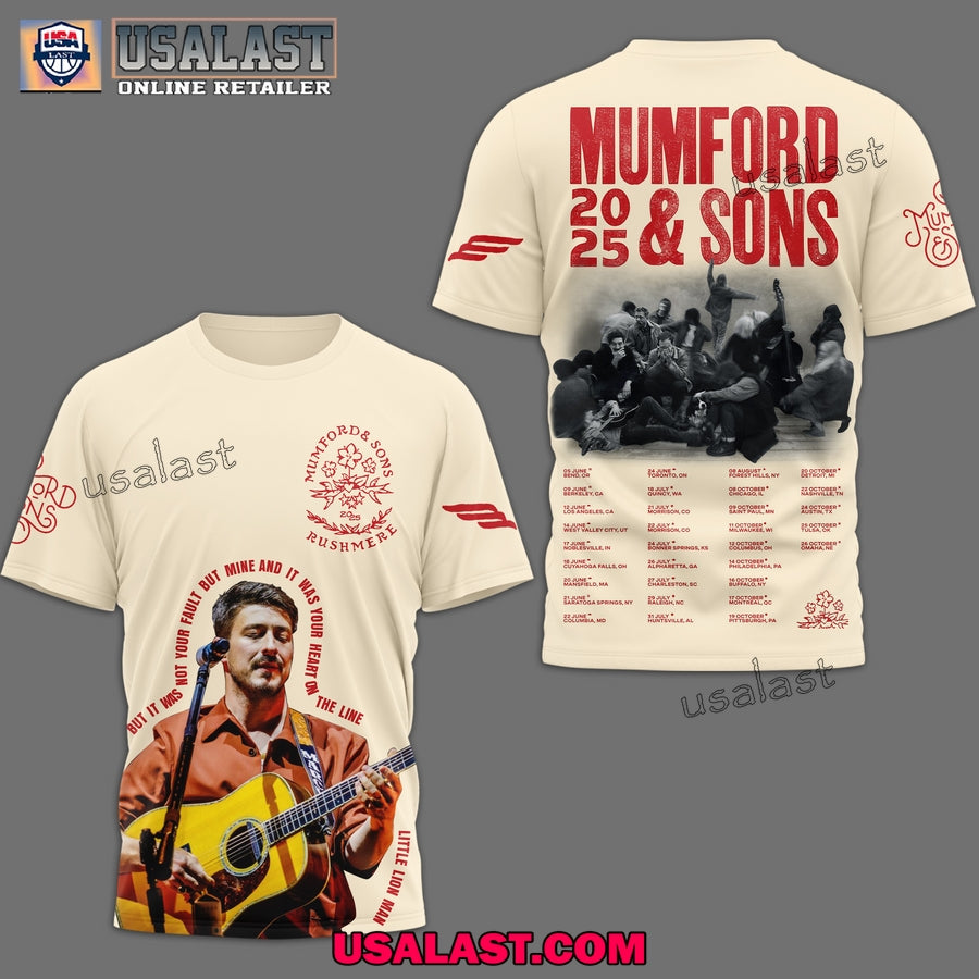 Mumford & Sons 2025 Tour Premium 3D T-Shirt