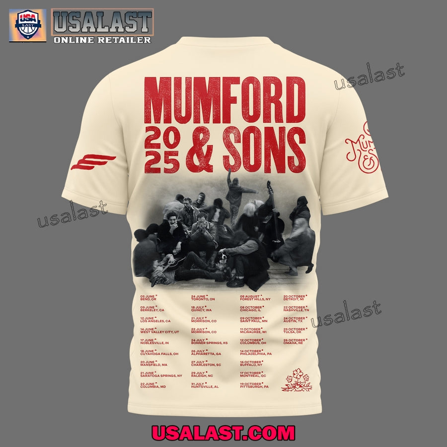 Mumford & Sons 2025 Tour Premium 3D T-Shirt