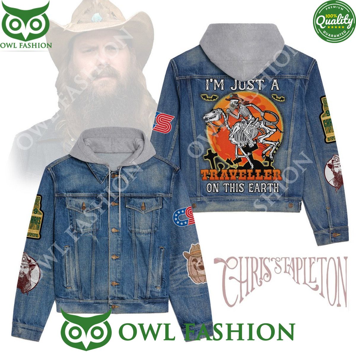 Music Chris Stapleton 22nd Anniversary 2D Jean Denim Hood Jacket