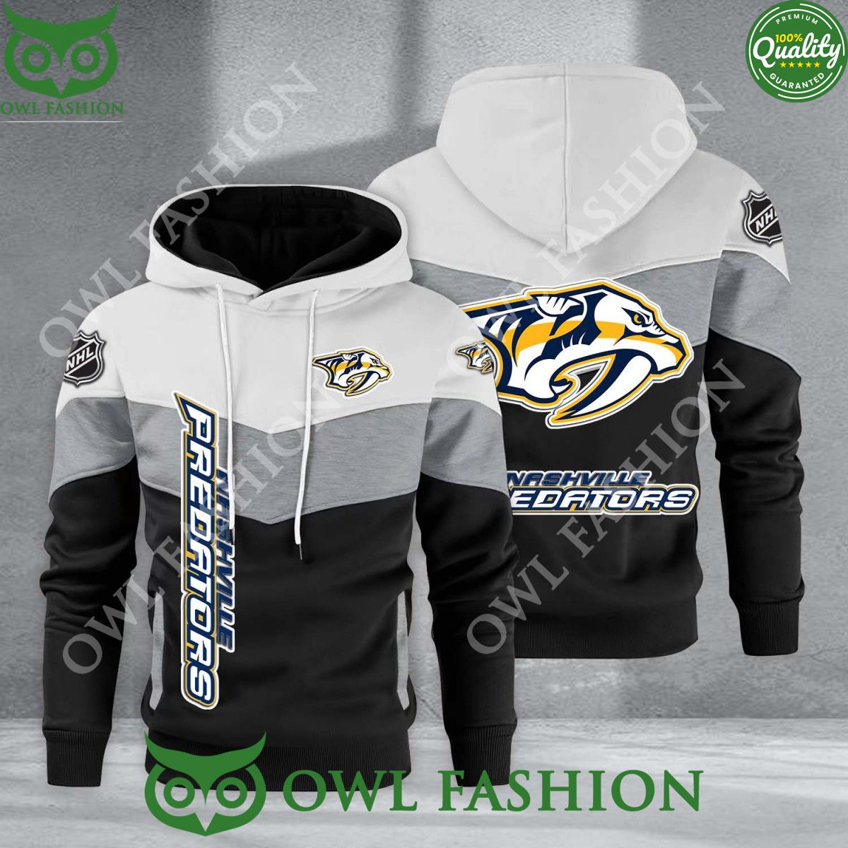Nashville Predators NHL Hockey Black White Printed Hoodie