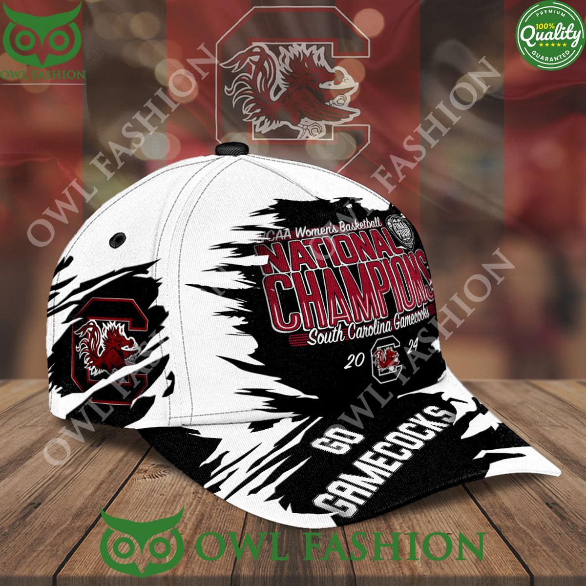 National Champions South Carolina Gamecocks Black and White NCAA Classic Cap