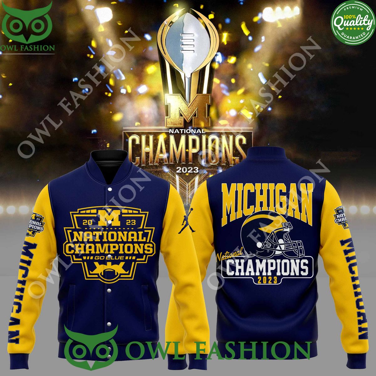 National Championship Go Blue 2023 Michigan Football baseball varsity jacket