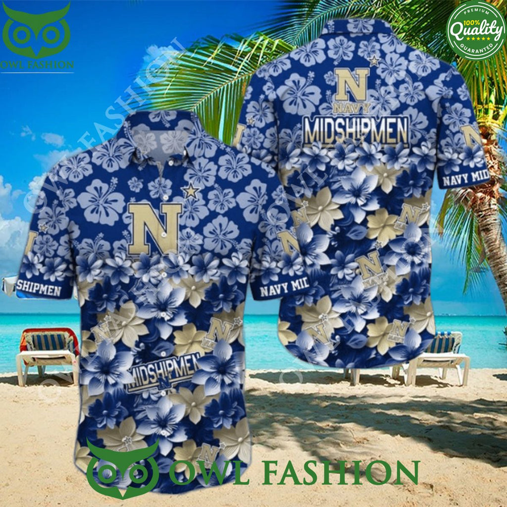 Navy Midshipmen NCAA3 Flower Hawaiian Shirt Trending Summer