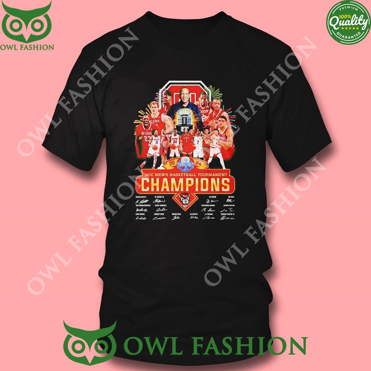 Nc State Wolfpack 2024 Accbasketball Tournament Champions Player Signatures Shirt