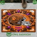 NCAA Clemson Tigers Stained Glass Football Helmet Doormat