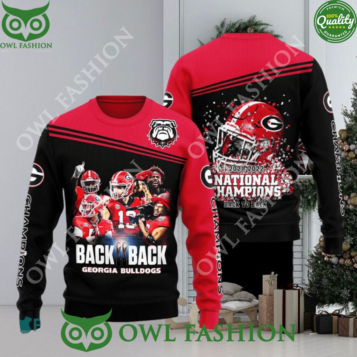 Ncaa Georgia Bulldogs Back to Back Ugly Christmas Sweater Jumper