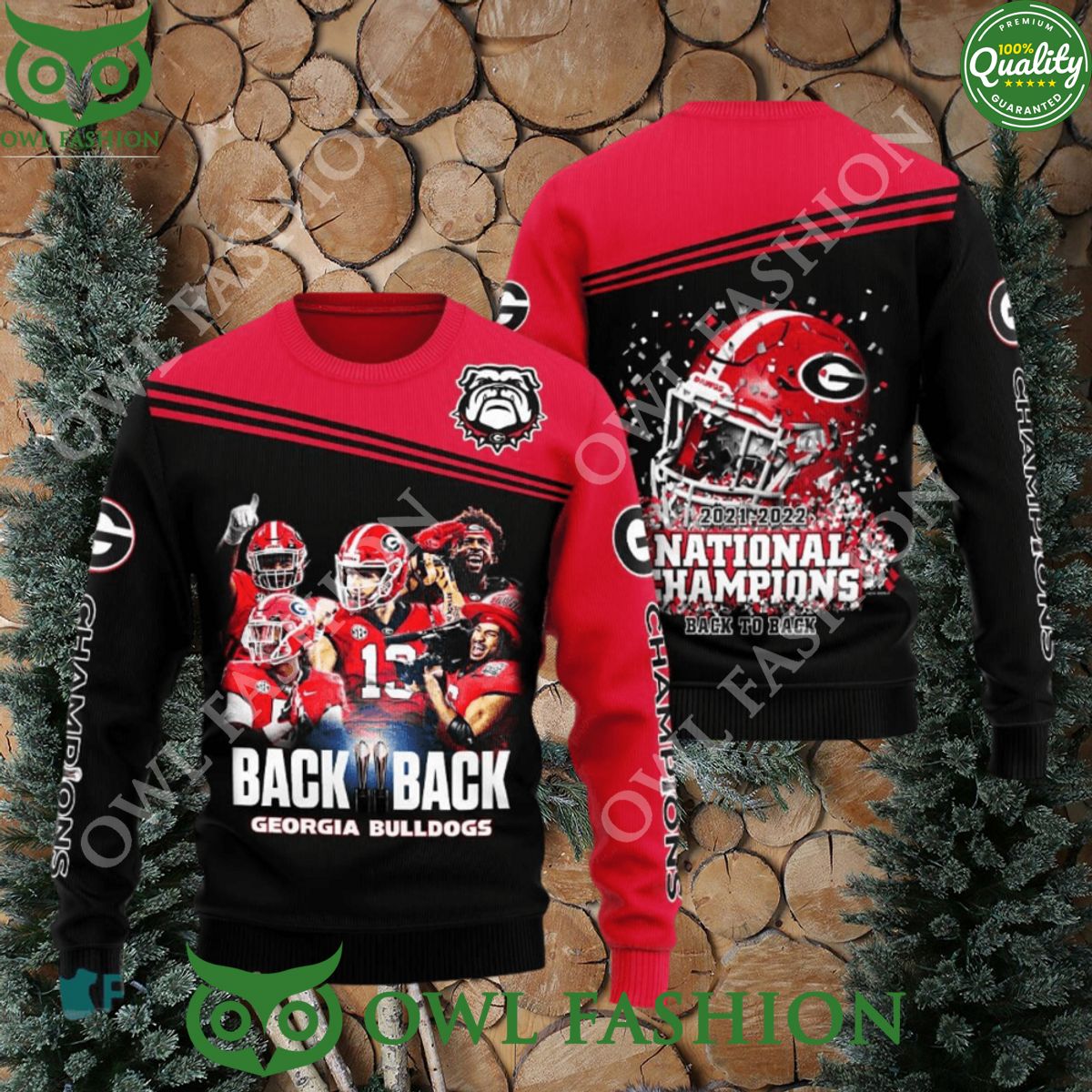 Ncaa Georgia Bulldogs Back to Back Ugly Christmas Sweater Jumper