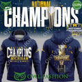NCAA Michigan Wolverines football NATIONAL CHAMPIONSHIP Cup Blue Printed Hoodie