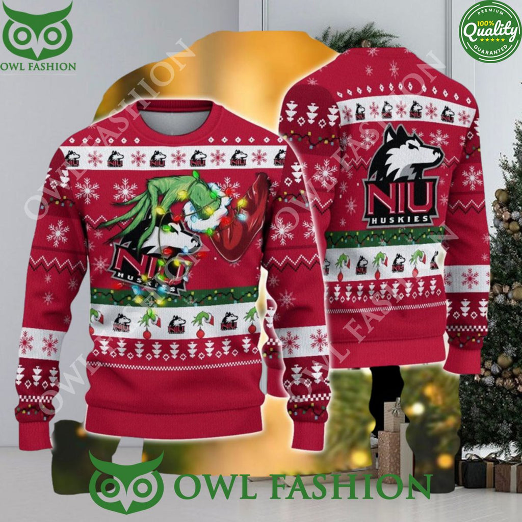 Ncaa Northern Illinois Huskies Grinch Christmas Ugly Sweater Jumper