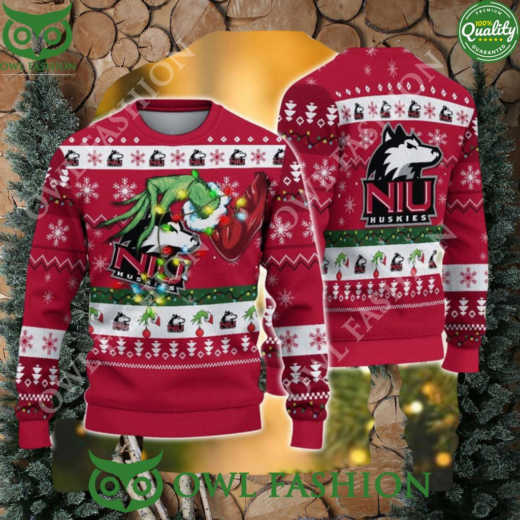 Ncaa Northern Illinois Huskies Grinch Christmas Ugly Sweater Jumper