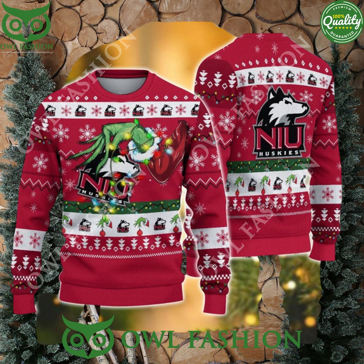 Ncaa Northern Illinois Huskies Grinch Christmas Ugly Sweater Jumper