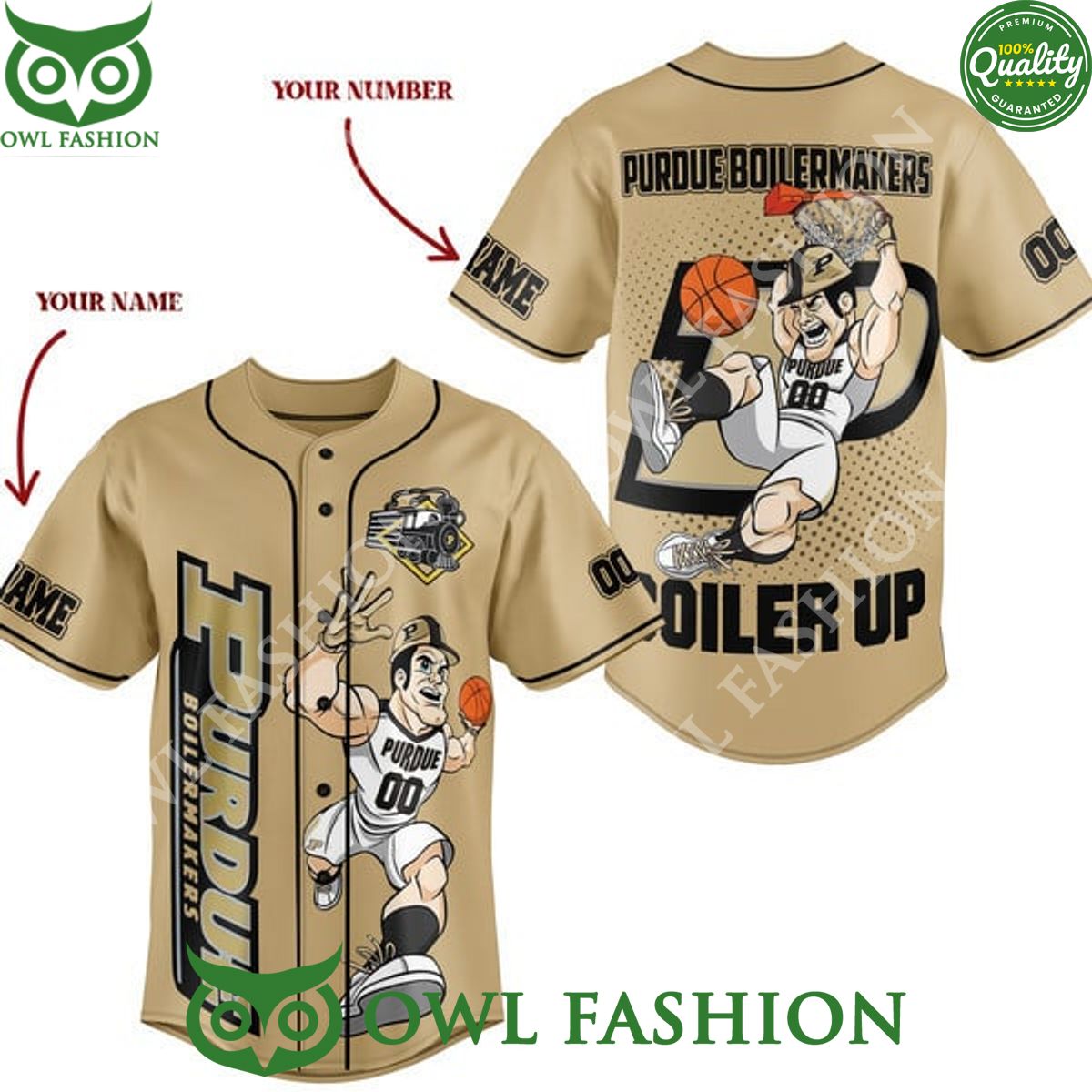 NCAA Purdue Boilermakers basketball Boiler up Custom Name and number baseball jersey