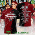 NCAA South Carolina Gamecocks Black and Red Player Name 3D t shirt