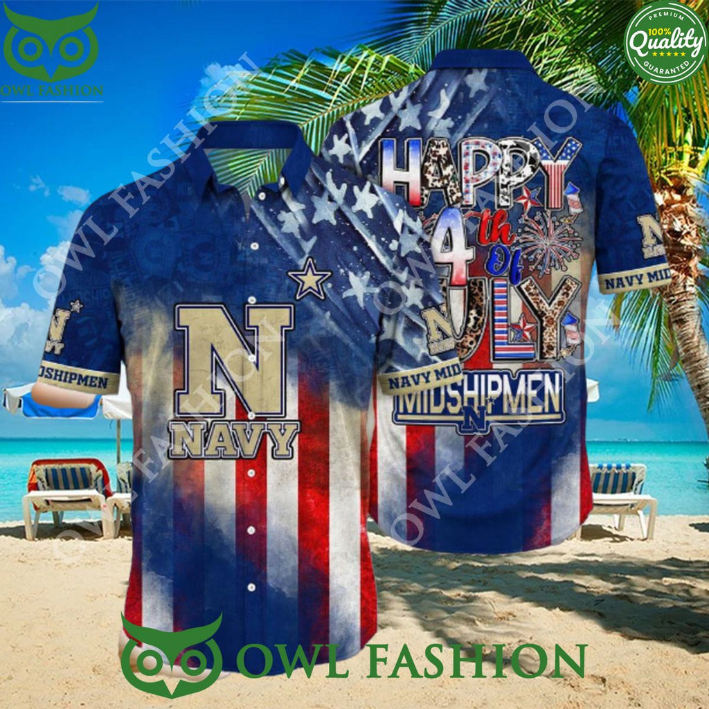 NCAA3 Navy Midshipmen Independence Day Holidays Hawaiian Shirt 2024