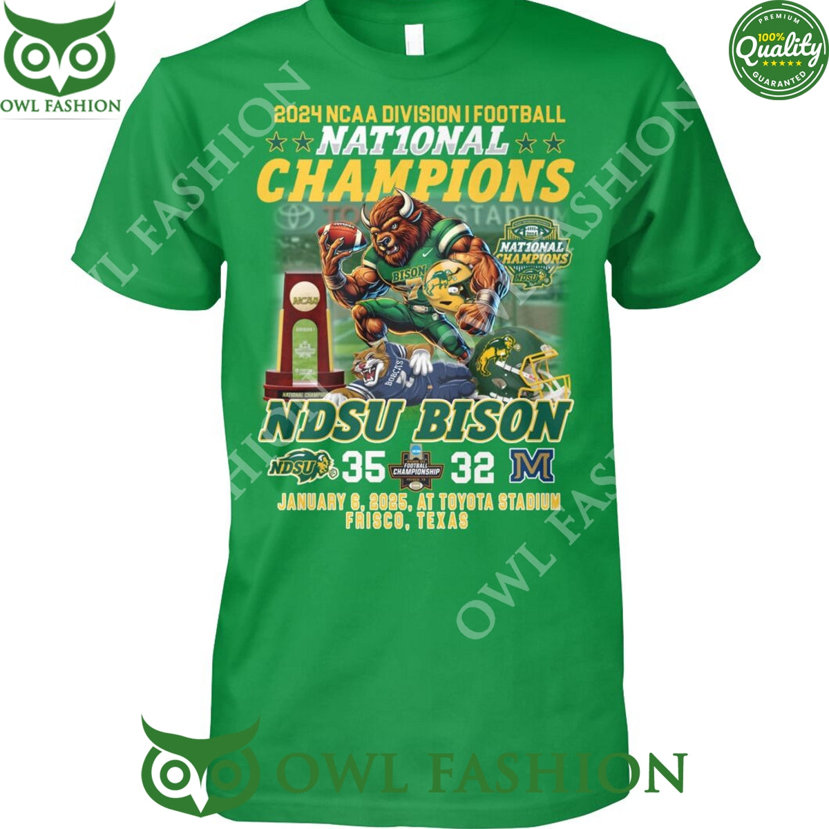 NDSU Bison National Champions 2024 NCAA Division I 35 32 M Bobcats t shirt