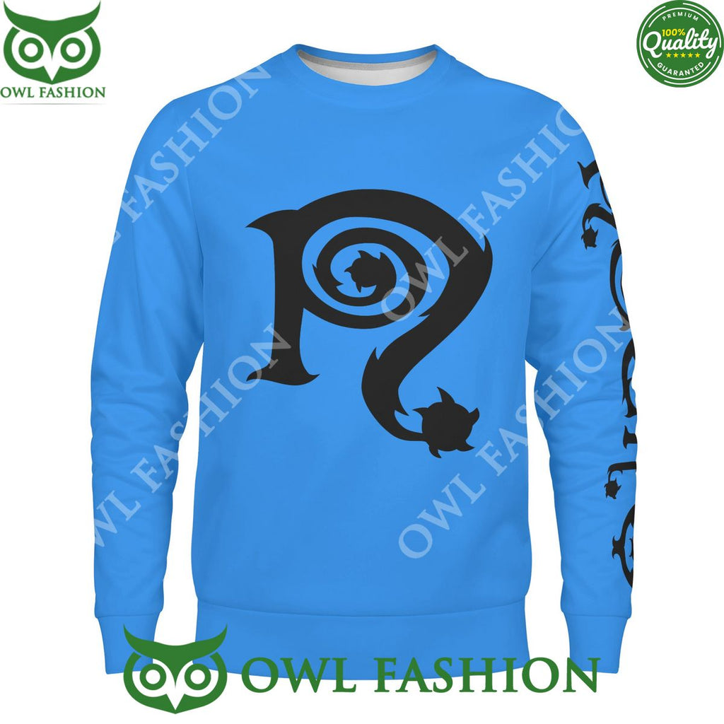 Necro Light Blue Black N LogoMen’s All Over Print Sweater