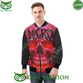 Necro Red Skull Mens Zip Up Bomber Jacket