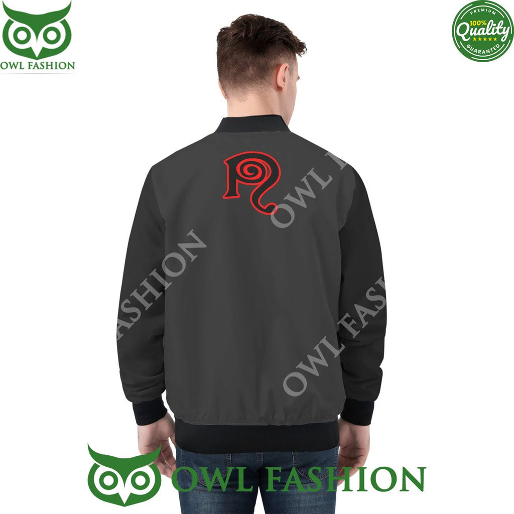 Necro Red Skull Mens Zip Up Bomber Jacket