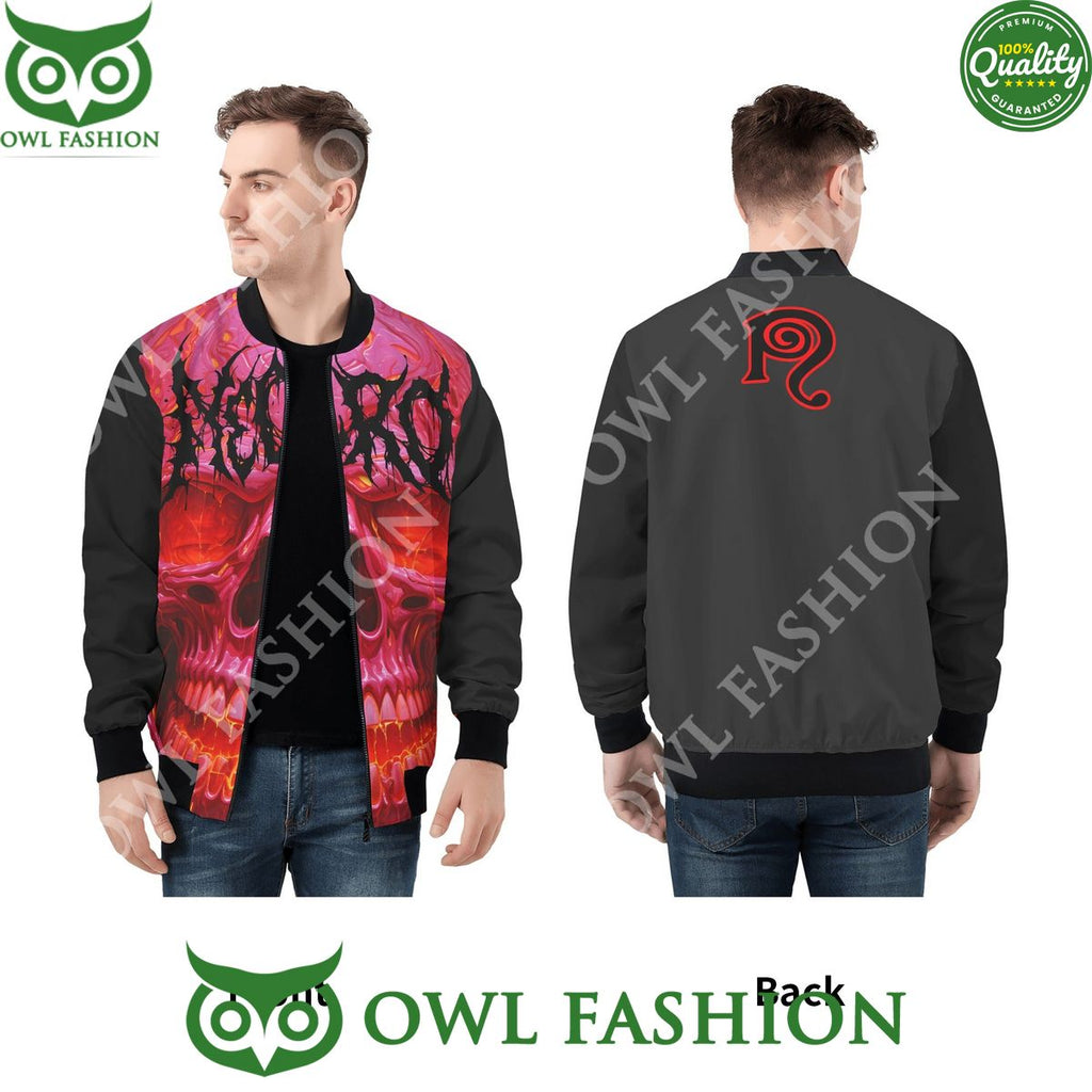 Necro Red Skull Mens Zip Up Bomber Jacket