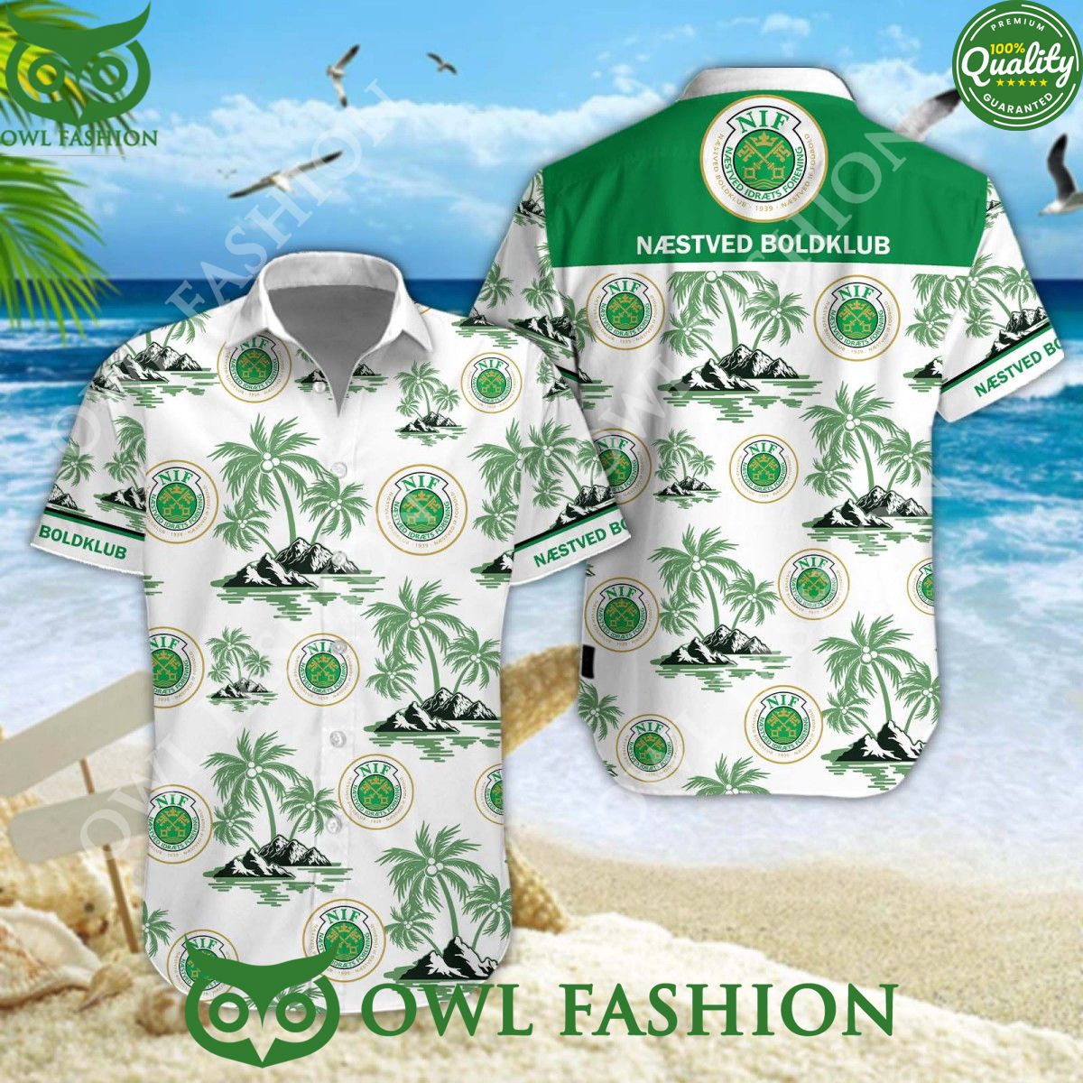 Næstved Boldklub Danish association football team Coconut Island hawaiian shirt