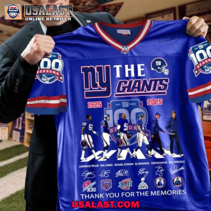 New York Giants 100th Anniversary V-neck Jersey Shirt