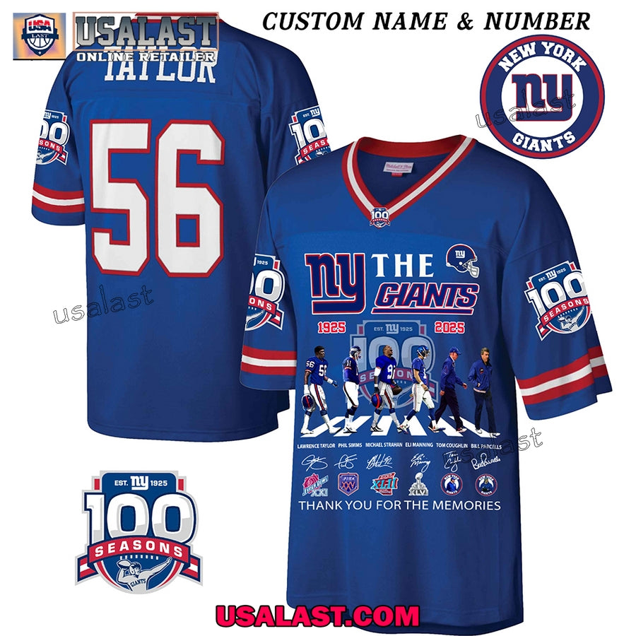 New York Giants 100th Anniversary V-neck Jersey Shirt