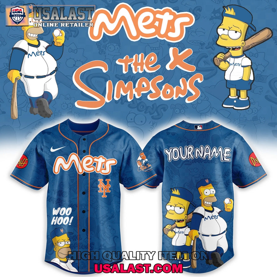 New York Mets Mix The Simpsons Heritage Custom Baseball Jersey