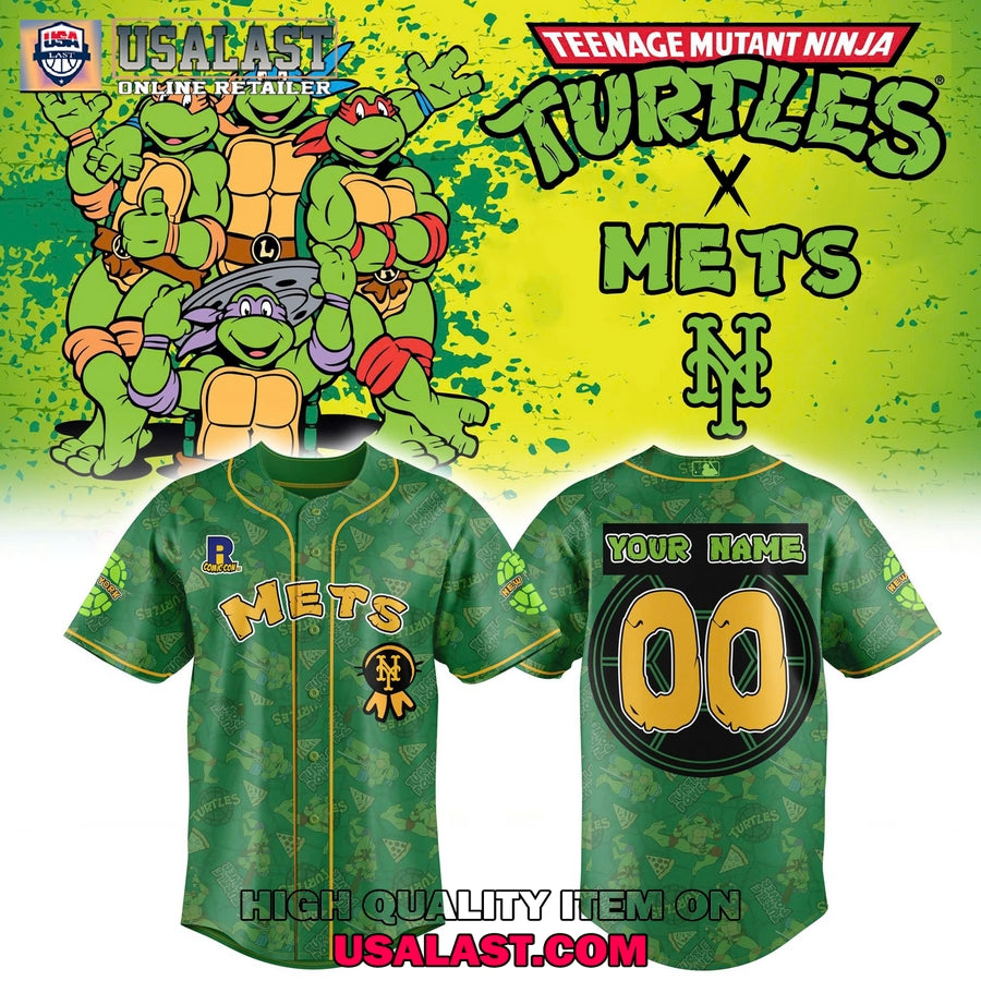 New York Mets x Ninja Turtles Green Baseball Jersey