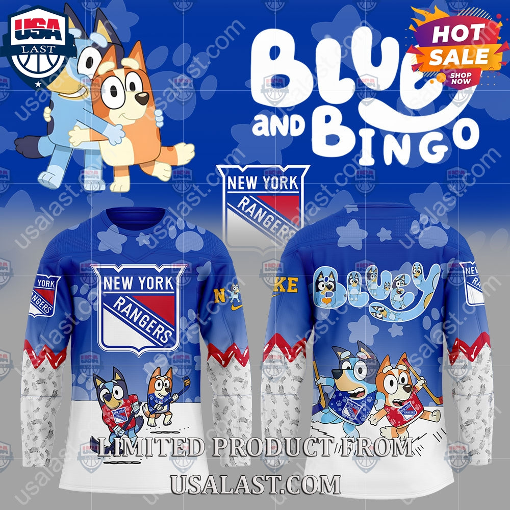 New York Rangers NHL Bluey and Bingo Hoodie