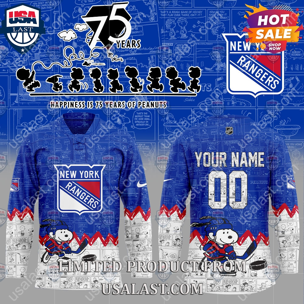 New York Rangers NHL Happiness Is 75th Anniversary of Peanuts Hoodie