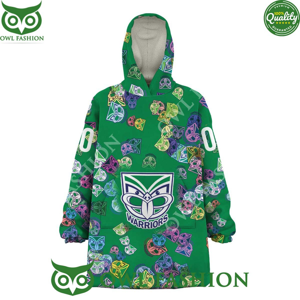New Zealand Warriors Rugby league team Colourful Logo Fleece Blanket hoodie