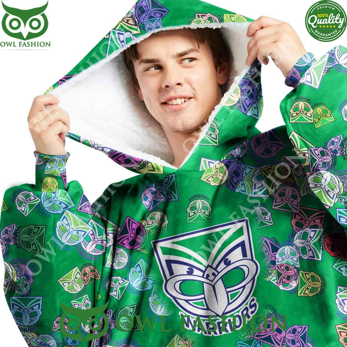 New Zealand Warriors Rugby league team Colourful Logo Fleece Blanket hoodie