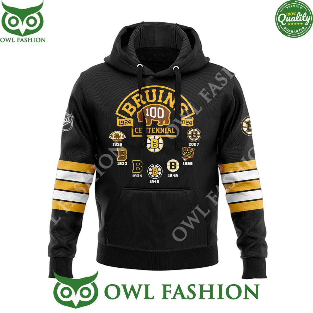 NHL Boston Bruins 100 Centennial 1924 2024 Hoodie Limited