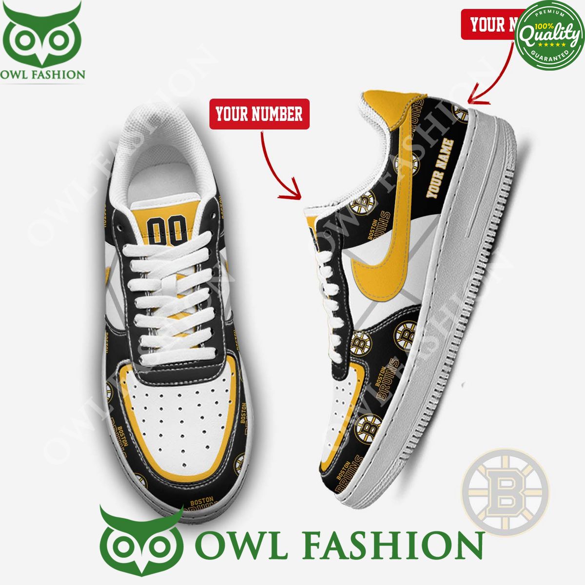 NHL Boston Bruins 100 years Anniversary 1924 2024 Premium Air Force Shoes