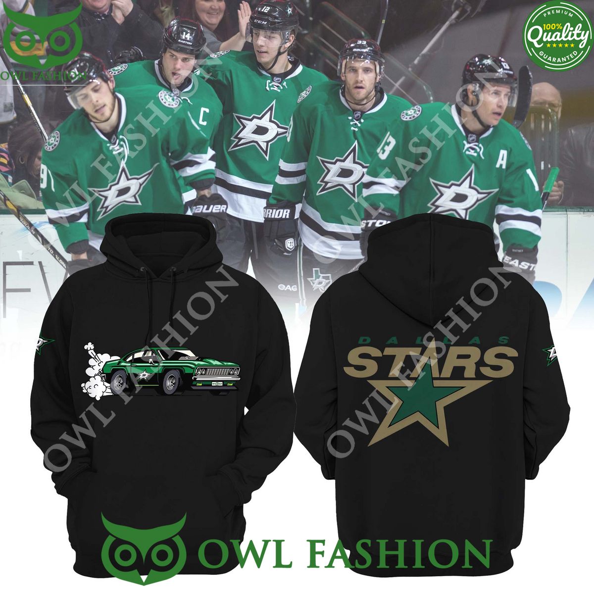 NHL Dallas Stars Motor Sport Car black Hockey Hoodie