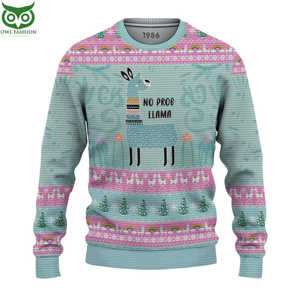 No Probllama Llama Christmas Ugly Sweater Jumper