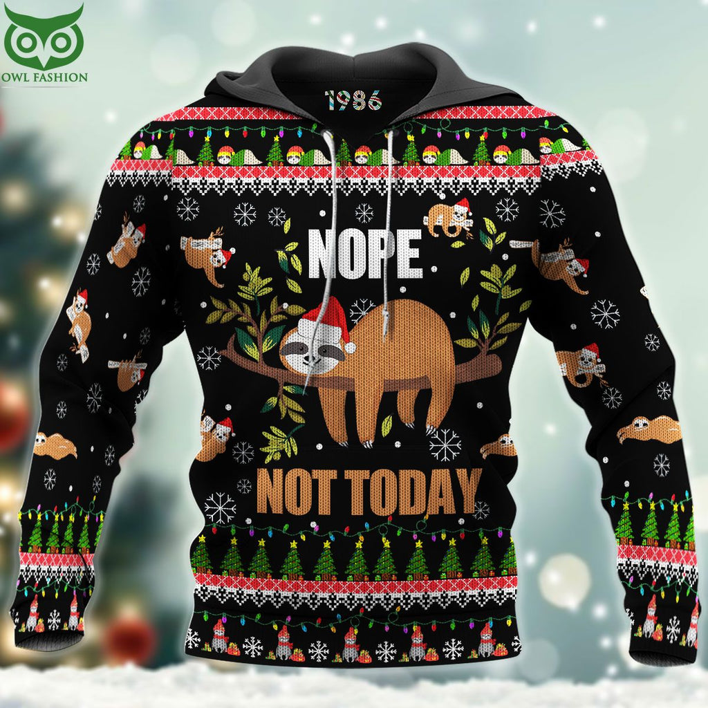 Nope Not Today Sloth Christmas Ugly Sweater