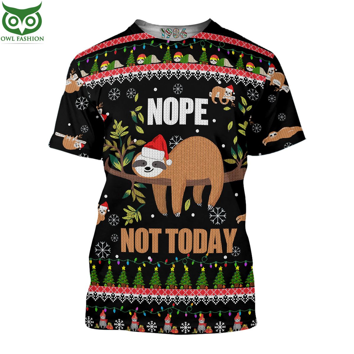 Nope Not Today Sloth Christmas Ugly Sweater