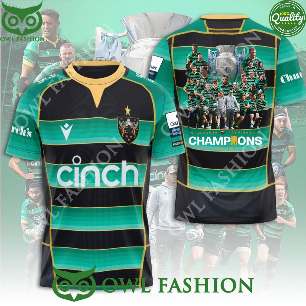 Northampton Saints Champions Gallagher Premiership 2024 3d t shirt