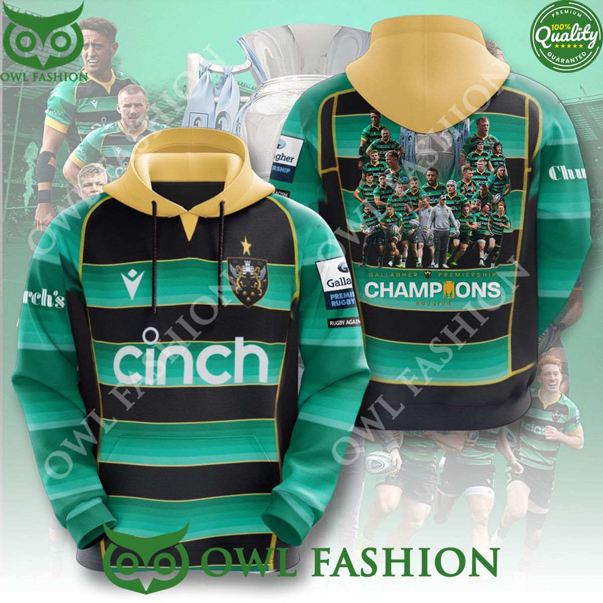 Northampton Saints Champions Gallagher Premiership 2024 3d t shirt