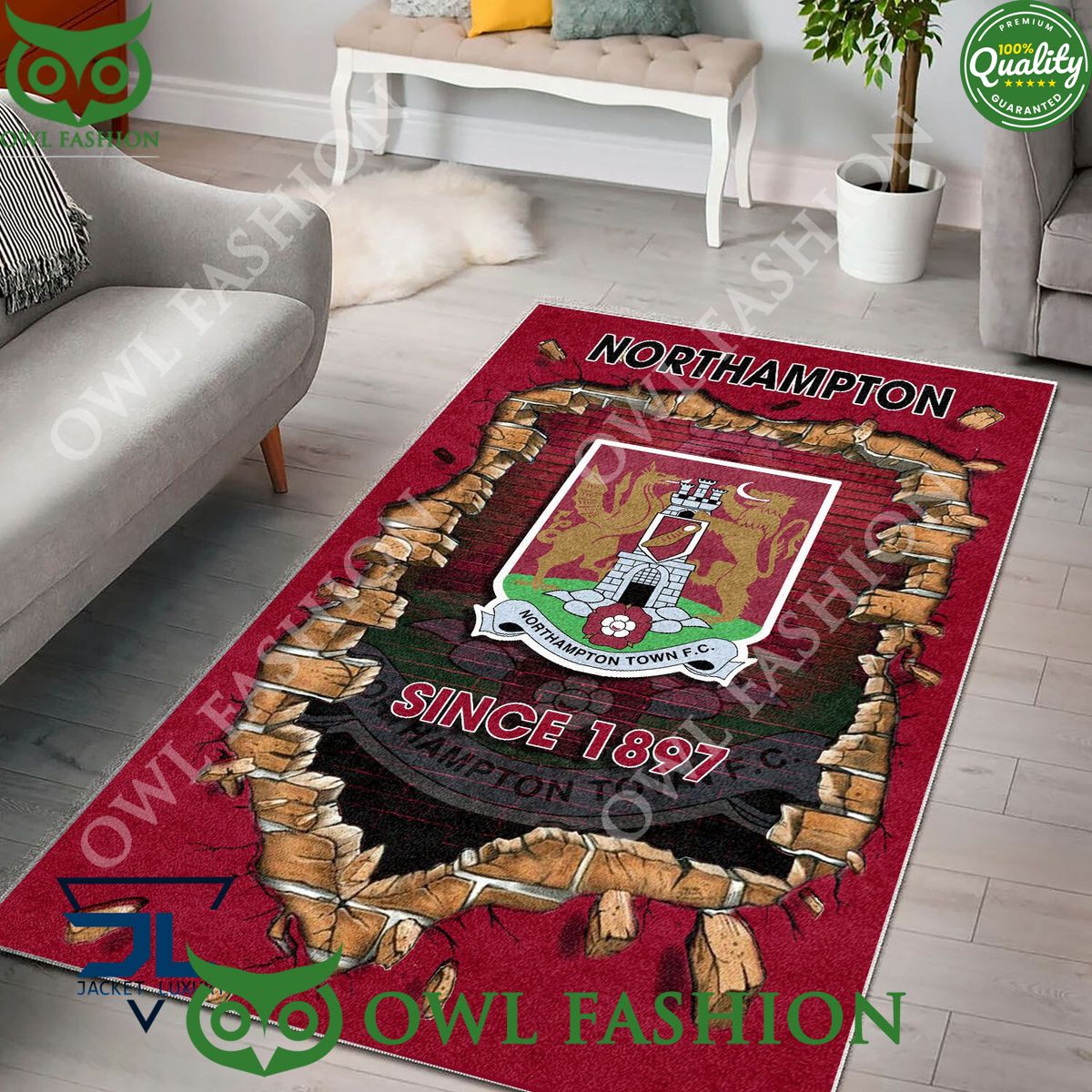 Northampton Town F.C 1832 League Two Living Room Rug Carpet