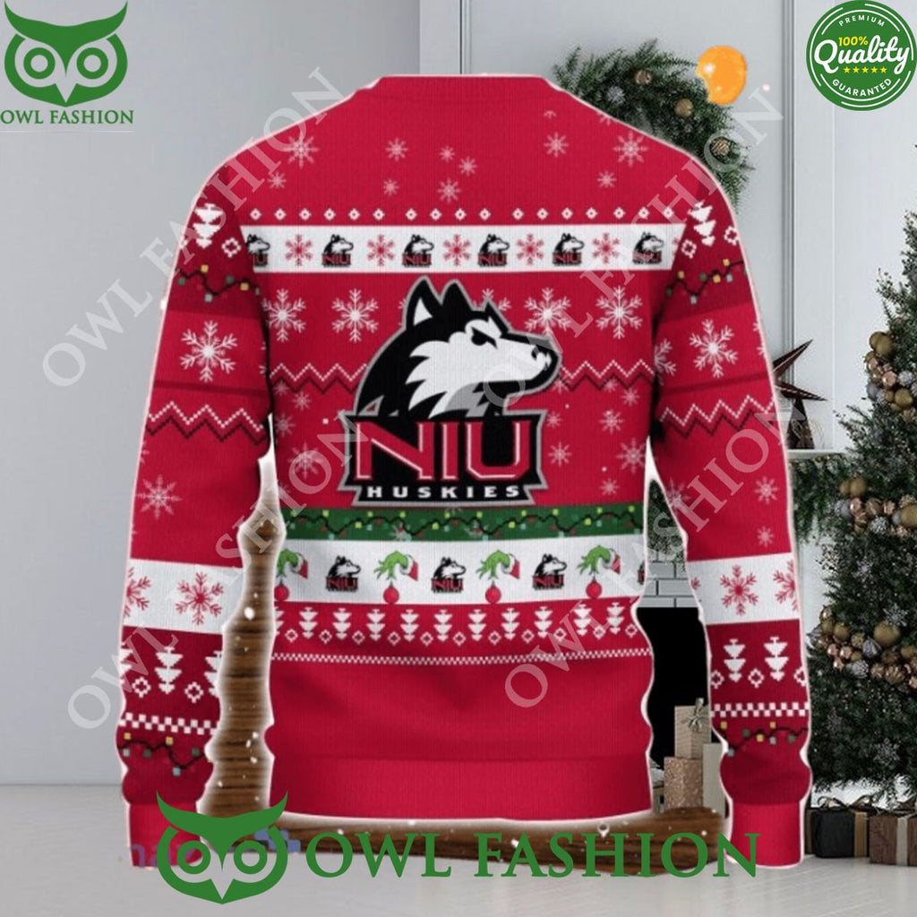 Northern Illinois Huskies NCAA Grinch Hand Funny Ugly Christmas Sweater Jumper