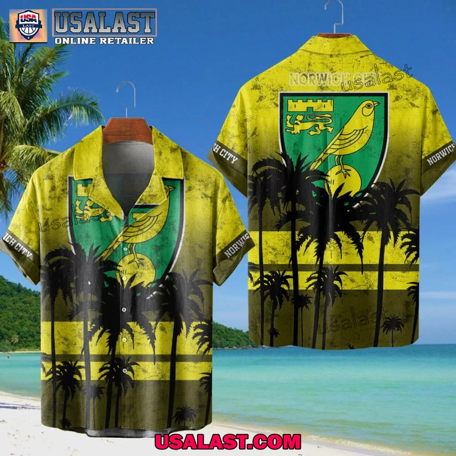 Norwich City FC Coconut Tree Style Hawaiian Shirt