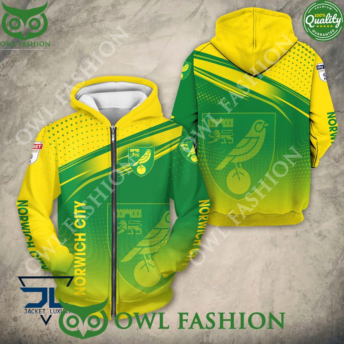 Norwich City Football Champion Premium 3D Hoodie