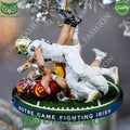 Notre Dame Fighting Irish battle USC trojans line down plastic ornament