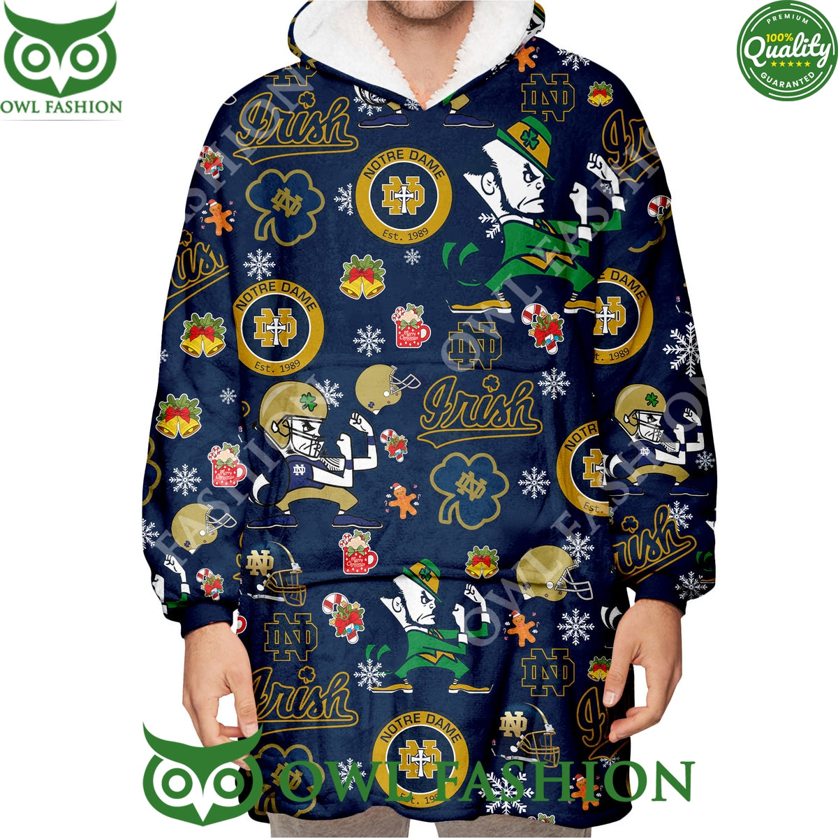 Notre Dame Fighting Irish est 1989 Christmas Snuggie Hoodie